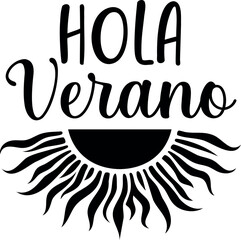 Hola Verano. Summer vector lettering. Spanish text: Hello Summer.