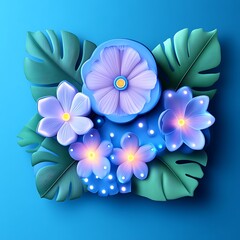 Vibrant floral design with tropical leaves