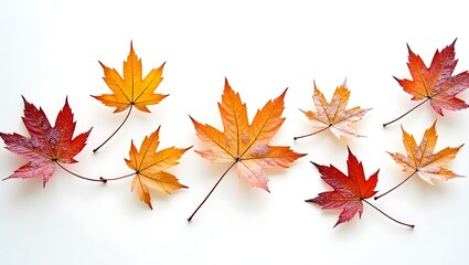 Frost-Covered Autumn Leaves Illustration – Ultra High-Resolution Detail on White Background with Warm Earthy Tones
