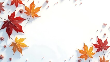 Frost-Covered Autumn Leaves Illustration – Ultra High-Resolution Detail on White Background with Warm Earthy Tones