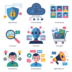 Fototapeta premium vector icons for robots, artificial intelligence, and the assistance provide in work and security 