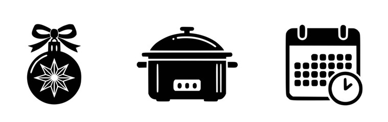 slow cooker calendar clock icons vector