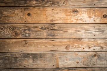 Naklejka premium Rustic weathered wooden planks with prominent knots and grain patterns creating a textured natural background