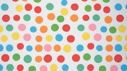 Colorful polka dot pattern on white background dots
