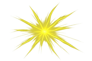 Bright yellow starburst shining with radiating lines on a transparent background, perfect for graphic design projects