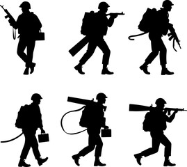 soldiers, military, army, marching, vector bundle