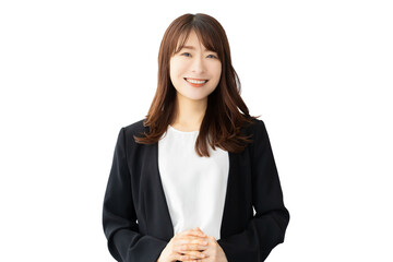 笑顔の女性・ビジネスウーマン（背景透過PNG）