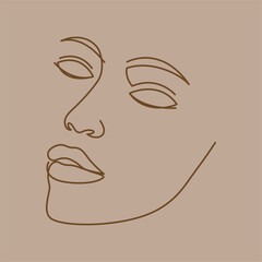 woman face portrait monoline hand drawing illustration