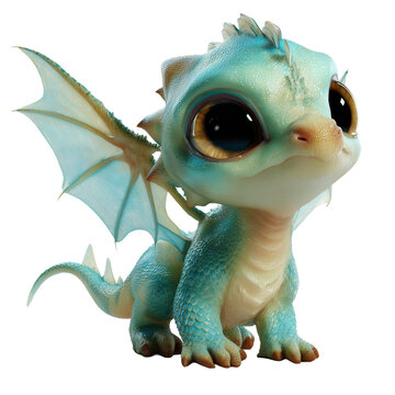 Drag&oacute;n Beb&eacute; 3D Curioso Explorando con Ojos Grandes Aislado
