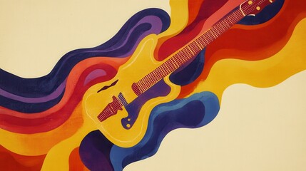Obraz premium Abstract illustration of a guitar with vibrant colors.