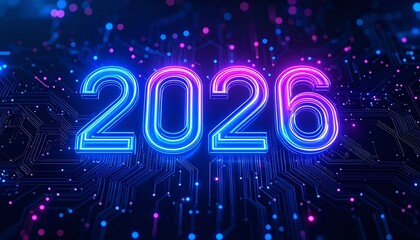 Neon 2026 Glowing Digital New Year's Eve Countdown