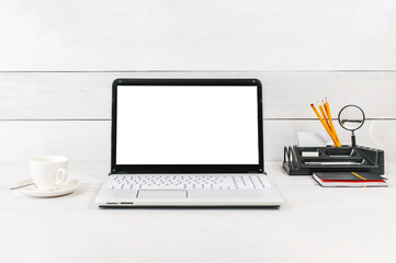 Laptop Workspace Mockup: Clean Desk for Productivity and Design