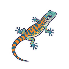 Naklejka premium A vibrant, colorful gecko illustration, showcasing intricate patterns, bold outlines, and vivid hues. 
