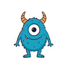 A cheerful, one-eyed monster with a playful expression, standing isolated against a simple backdrop, inviting fun and imagination.