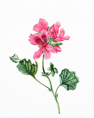 Flower illustration hand drawn on white watercolor paper. Bright botanical artwork with soft texture and fine floral details.