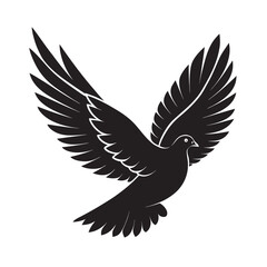 silhouette pigeon wing shape on the white background