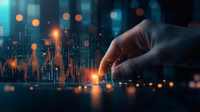 Engaging in digital interaction futuristic data visualization modern workspace graphic design high-tech environment close-up viewpoint