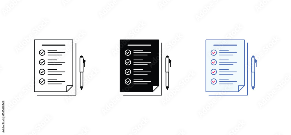 Fototapete set of checklist document icons in a flat design. paper documents icons set vector illustration.