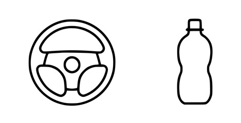 Steering wheel and bottle line art drink