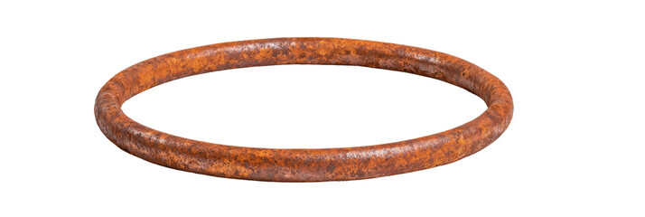 Rusty metal ring with weathered texture showcasing unique surface details and natural aging processes for industrial or vintage themes