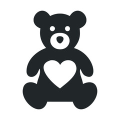 Obraz premium Cute black teddy bear with heart design