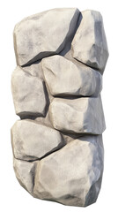 Realistic 3D representation of a natural stone wall texture with intricate details and varied rock formations for landscape design projects