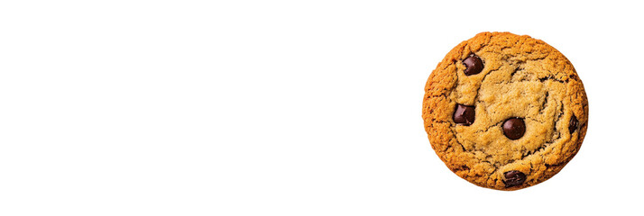 Deliciously Soft Chocolate Chip Cookie with Melted Chips and Crispy Edges on a Solid Background