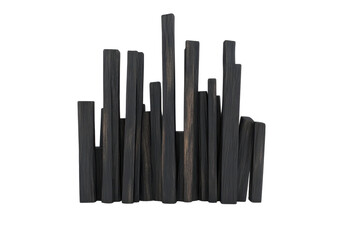 Natural Charcoal Pieces Stacked Together Creating an Artistic Arrangement for Decorative Purposes and Eco-Friendly Initiatives