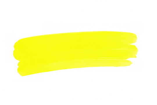 Vibrant yellow paint brush stroke isolated on transparent background, adding a pop of color to designs