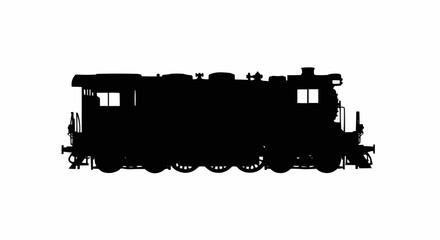 Train Engine Vector – Silhouette for Locomotive, Railway Transport, and Industrial Travel Concepts

