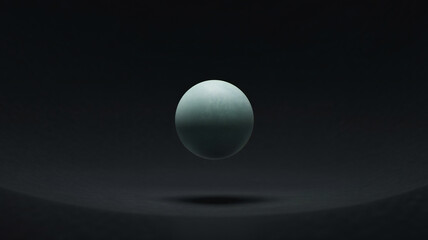 Moody orb floats against a sleek black backdrop, creating a surreal, dramatic effect with its subtle textures and gradients.