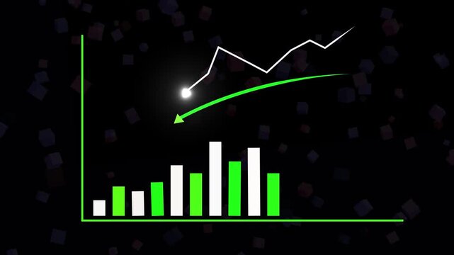 Abstract business graph animation with Arrow Symbols. Business concept or business graph. Decreasing financial business