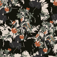  seamless watercolor pattern background. Leave vector illustration. Watercolor print in rustic vintage style, textile or wallpapers.