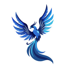 Blue Phoenix Vector – Majestic Ice-Themed Firebird Illustration, Elegant Mythical Bird in Flight with Gradient Wings for Logos, Fantasy & Digital Art