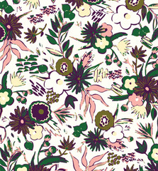  seamless watercolor pattern background. Leave vector illustration. Watercolor print in rustic vintage style, textile or wallpapers.