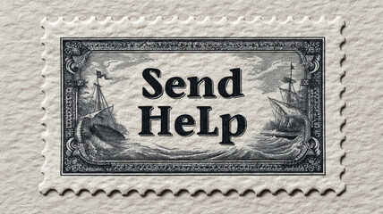 Obraz premium Send help note symbolizes market instability and financial anxiety in a satirical commentary on economic policy impact