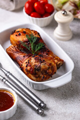 Roasted chicken drumstickswith vegetables