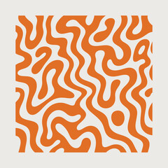 Organic Wavy Abstract Pattern in Bold Orange and White Modern Fluid Background for Textile, Wallpaper, Branding, Posters, or Digital Art Projects.