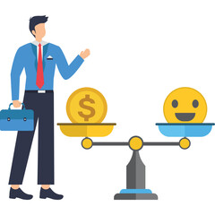 Balance Zindagi Mein Money vs Happiness Illustration