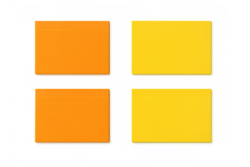 Colorful orange and yellow sticky notes waiting for text placement against a transparent background, perfect for reminders and organization