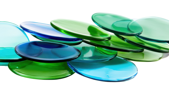 Stacked Circular Discs in Varying Shades Minimal Illustration on white background