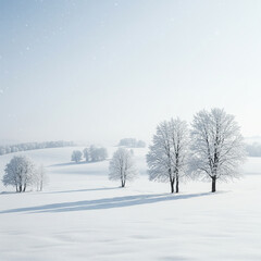 Fototapeta premium Snowy Hills and Frozen Trees in a White Winter Landscape