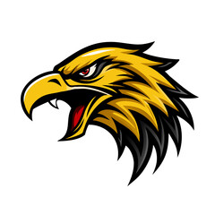 Fierce Eagle Hawk Head Vector – Bold Bird of Prey Mascot Illustration with Sharp Beak and Eyes, Perfect for Logos, Sports Teams, and Digital Graphic Art

