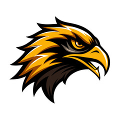 Fierce Eagle Hawk Head Vector – Bold Bird of Prey Mascot Illustration with Sharp Beak and Eyes, Perfect for Logos, Sports Teams, and Digital Graphic Art

