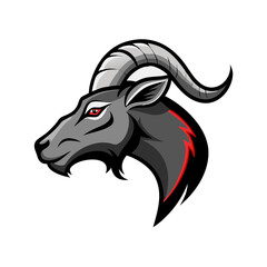 Angry Goat Head Vector Illustration – Fierce Horned Animal Mascot, Gray and Black Farm Beast Artwork for Logos, Sports Emblems, and Digital Designs