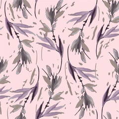 flowers with leaves seamless pattern on background