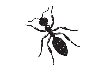 silhouette ant carrying food crumb bundle on the white 
 background