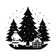 Fototapeta premium snowy-christmas-scene-with-gifts-under-tree-and-sa.eps