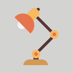 Flat Vector Desk Lamp Illustration in Retro Colors Adjustable Study Light Icon for Office, Interior Design, Workspace, Decoration, or Education Graphic Projects.
