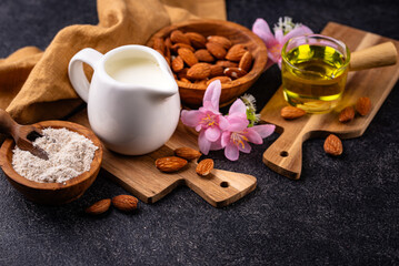 Almond alternative milk, oil and flour